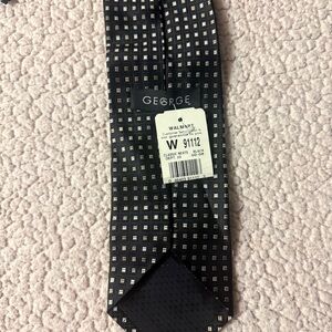 George Black Tie with White Square Design